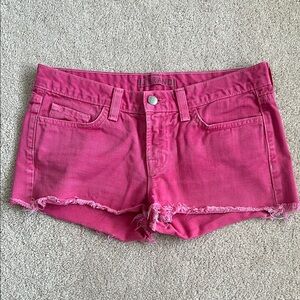 J Brand Pink Jean Shorts with Frayed Hem